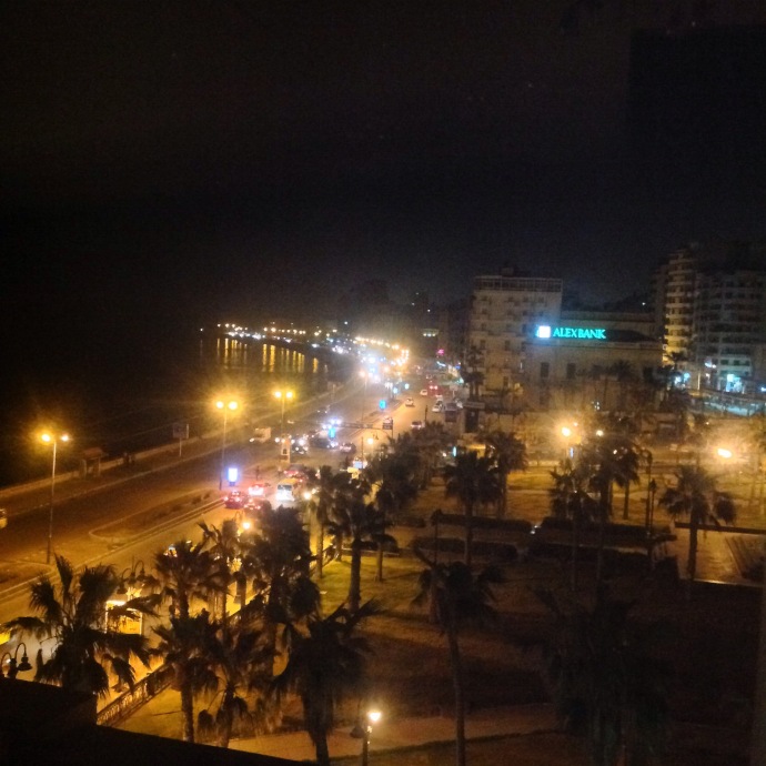 Ramleh Square and the Corniche at night